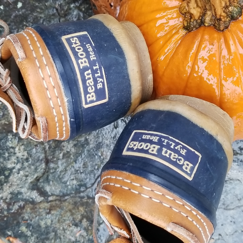 Vintage - L.L. Bean Maine Hunting Shoe Low Duck Boot Blue + Leather 9 - Picture 2 of 7